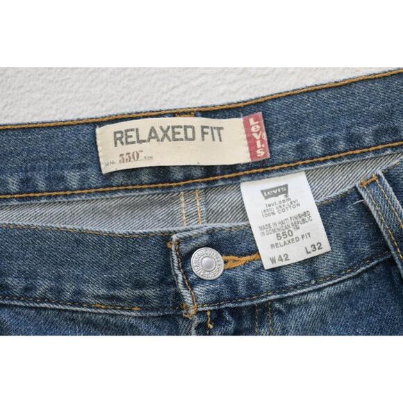 Levi's 550 Relaxed Fit Straight Blue Denim Jeans Rugged Mens Sz 42 x 32 - Picture 6 of 8